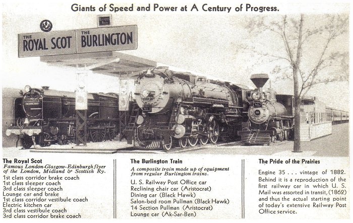 Burlington Route Postcard Distributed at the Century of Progress Exposition