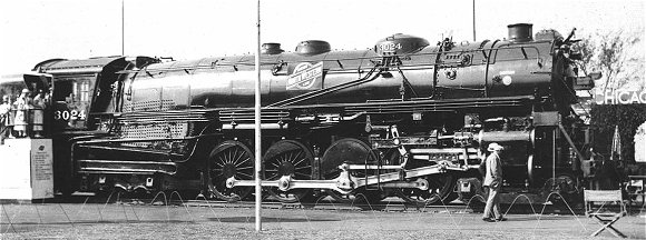 C&NW Class H 4-8-4 at Century of Progress Exhibition, 1933-34. Photo by Dr. Cecil Wickham.